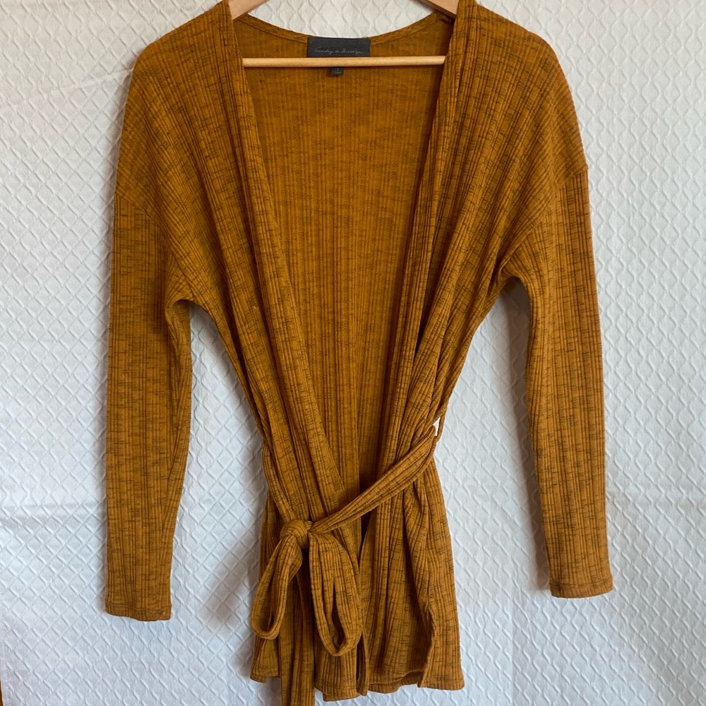 Anthropologie Sunday in Brooklyn Yellow Open Front cardigan Sweater. Small.